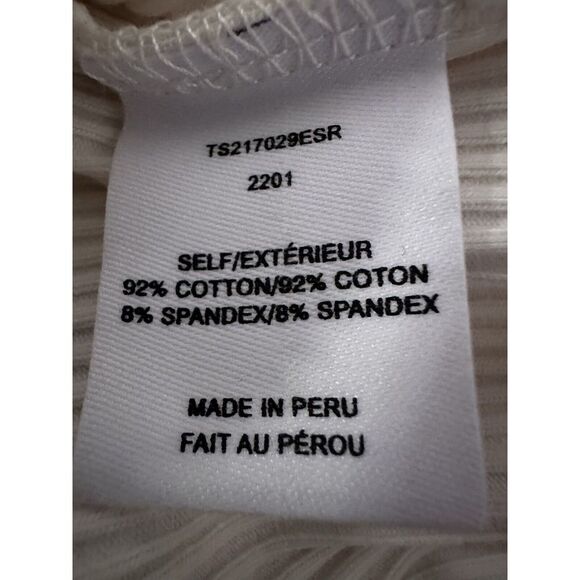 $195 Derek Lam 10 Crosby Size Heather T-Shirt Puff Sleeve Rib Off White L NWOT - Picture 10 of 10